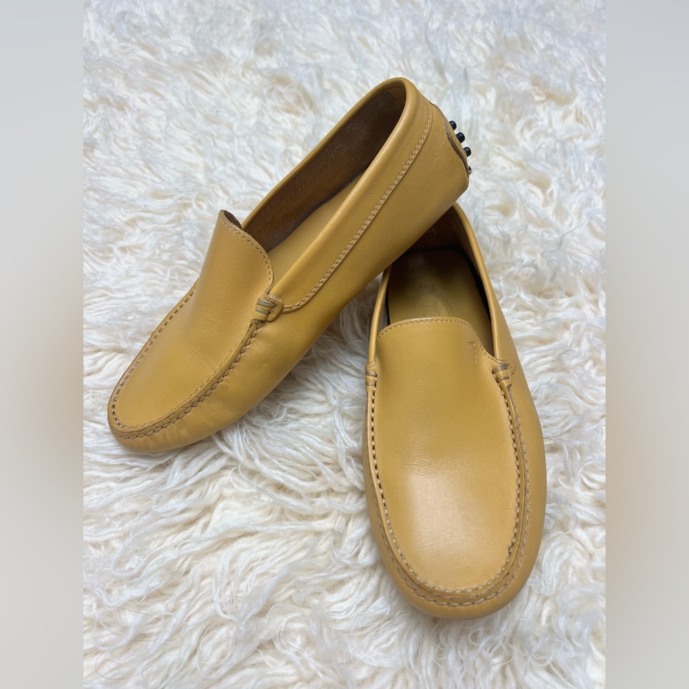 Tod's Mustard Yellow Leather Driving Moccasins